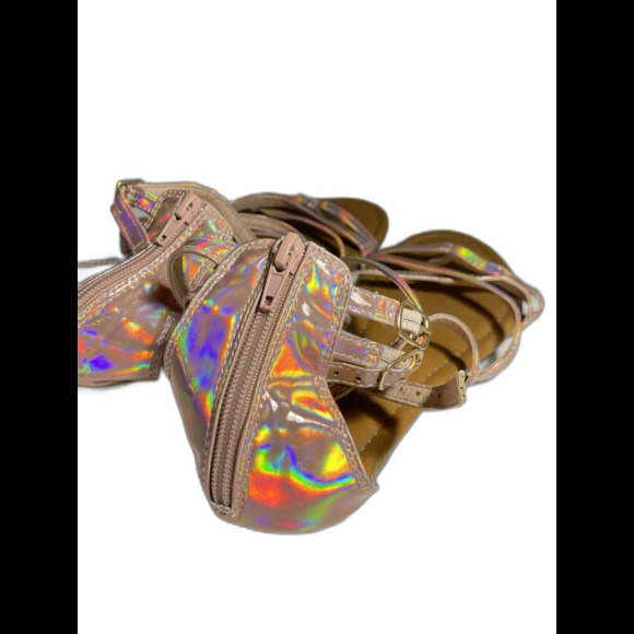 Luffymomo Pink iridescent feminine Women's Gladiator Strappy Sandals Size 8 - Picture 9 of 15